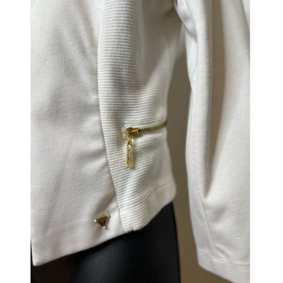 Guess Womens Open Front Dress Jacket Long Sleeve Zip Pockets Size M White - Picture 5 of 5